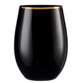 Elegant Black & Silver Rimmed 16oz Stemless Goblets