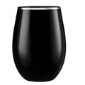 16oz Stemless Plastic Wine Goblet Black | Silver Rim 6 Pack