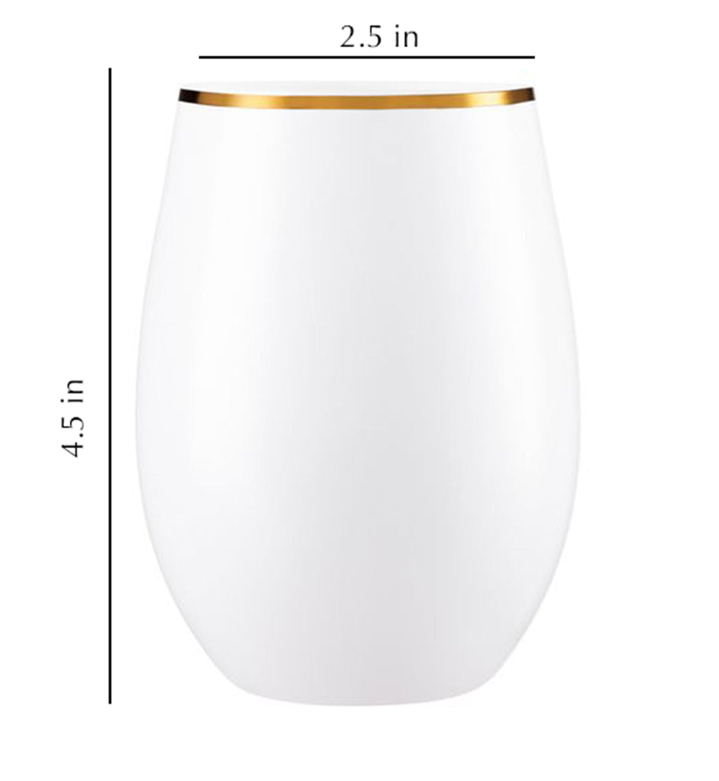 16oz Black Stemless Wine Goblets – Silver Rim 6-Pack Set