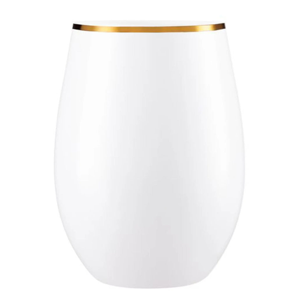 16oz Black Stemless Wine Goblets – Silver Rim 6-Pack Set