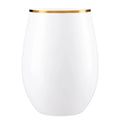 16oz Black Stemless Wine Goblets – Silver Rim 6-Pack Set