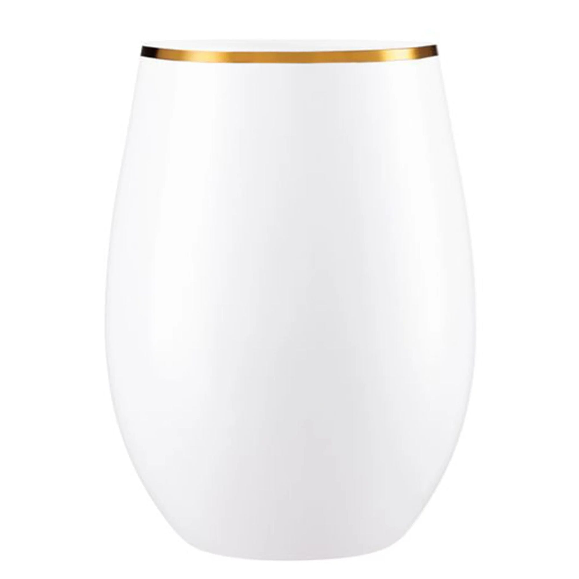 16oz Black Stemless Wine Goblets – Silver Rim 6-Pack Set