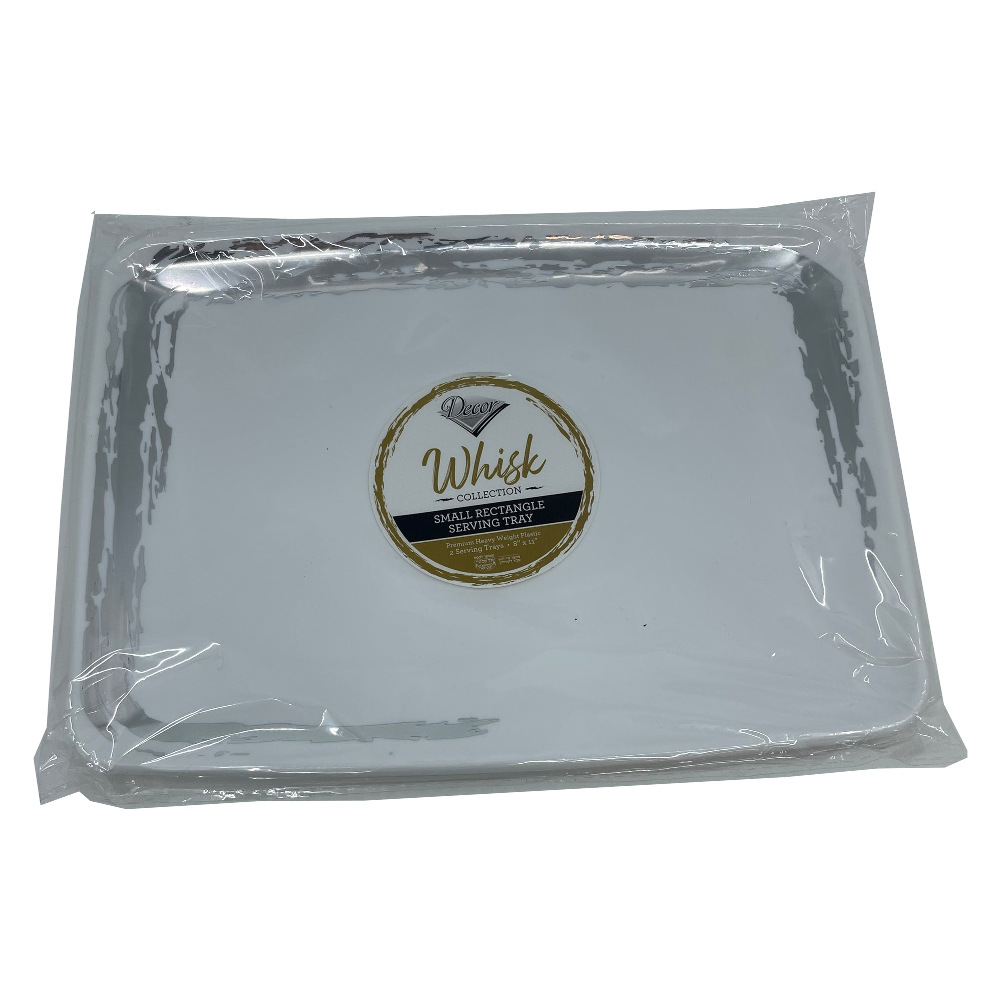 Whisk 8"x11" White Rectangle Serving Plastic Tray Silver Accent-