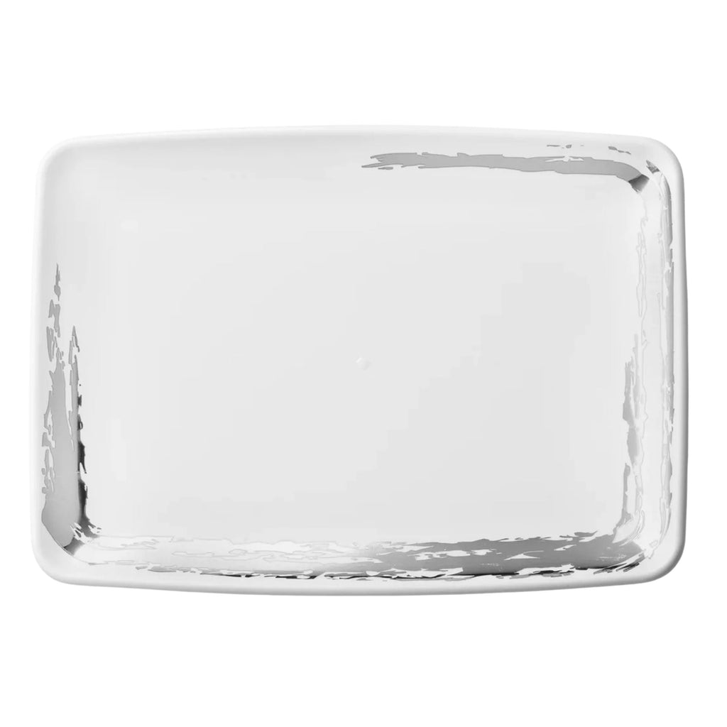 Whisk 8"x11" White Rectangle Serving Plastic Tray Silver Accent-