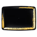 Whisk 8" x 11" Black Gold Accent Rectangle Serving Plastic Disposable Tray 2 Pack