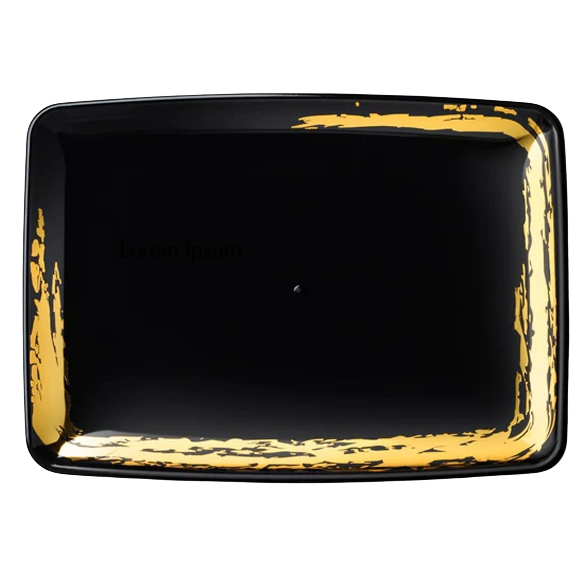 Whisk 8" x 11" Black Gold Accent Rectangle Serving Plastic Disposable Tray 2 Pack