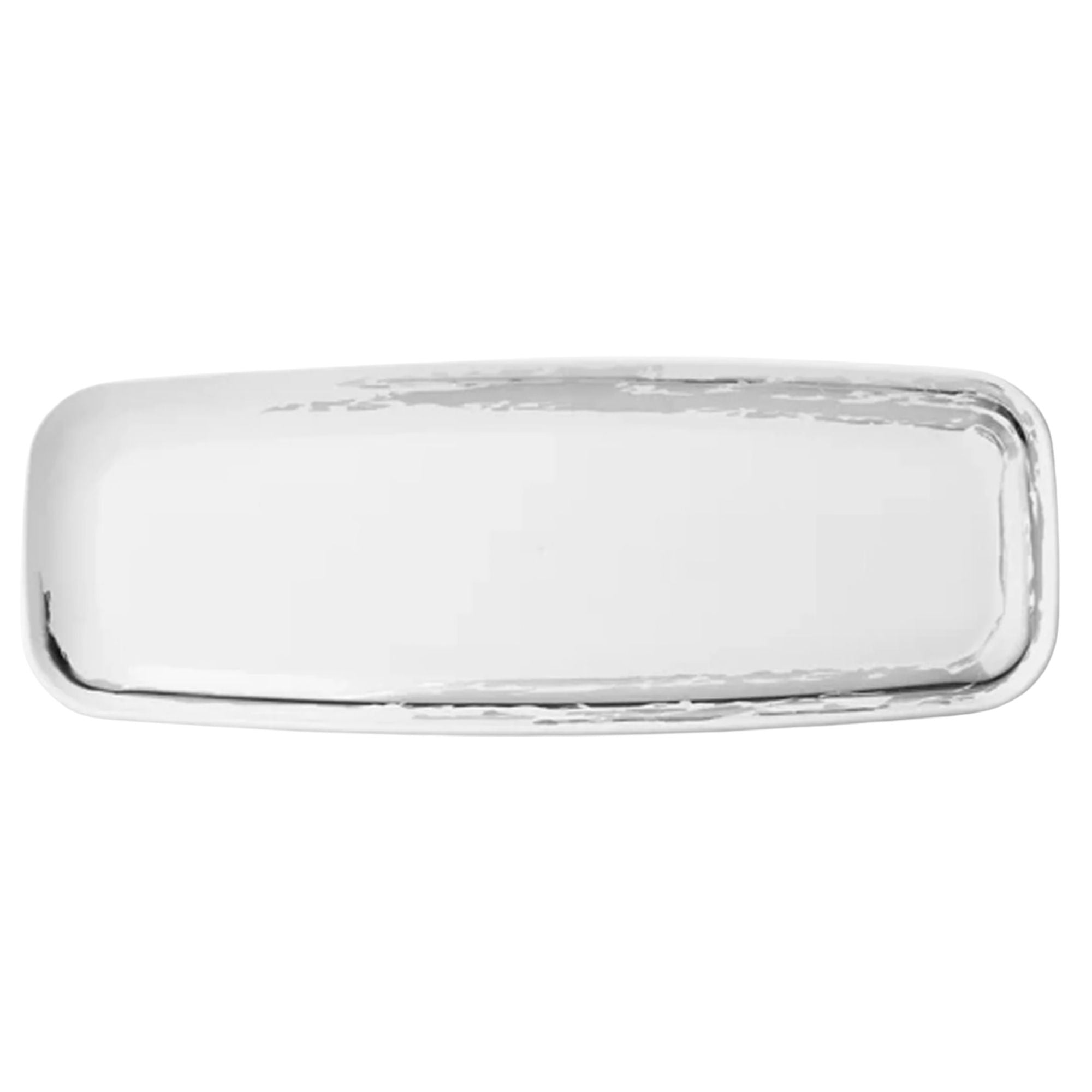 Whisk 6.5"x17.5" White Silver Accent Plastic Disposable Oval Serving Tray 2 Pack