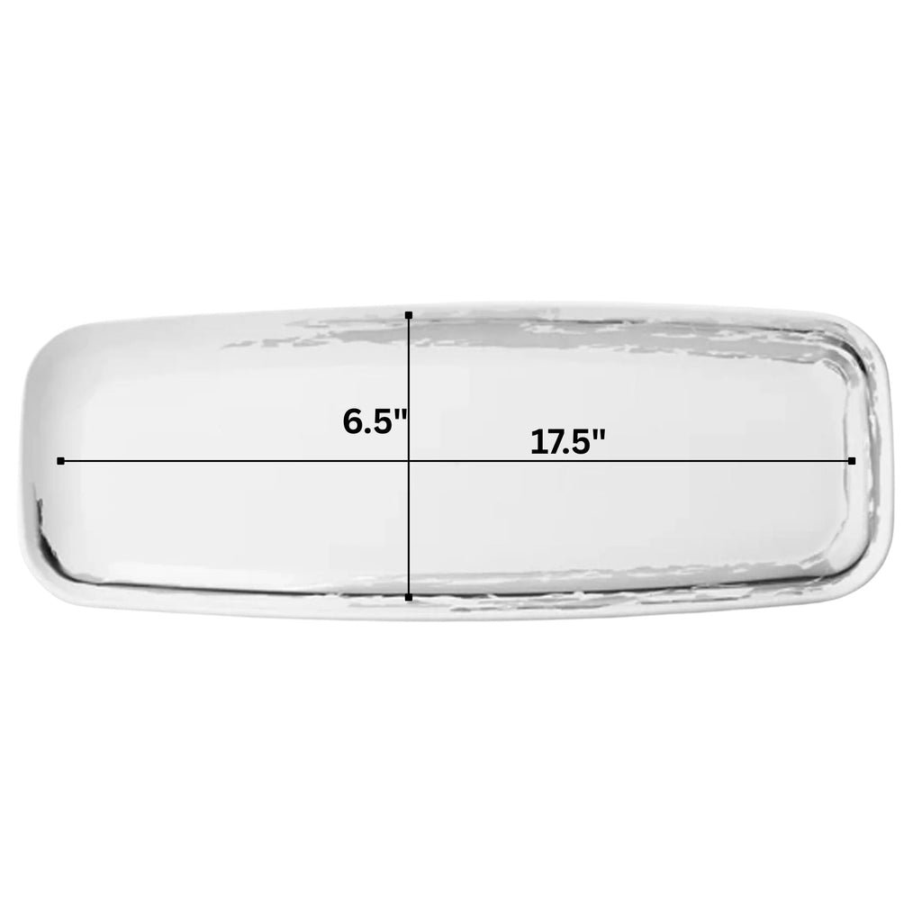 Whisk 6.5"x17.5" White Silver Accent Plastic Disposable Oval Serving Tray 2 Pack