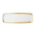 Whisk 6.5"x17.5" White Gold Accent Oval Serving Disposable Plastic Tray 2 Pack