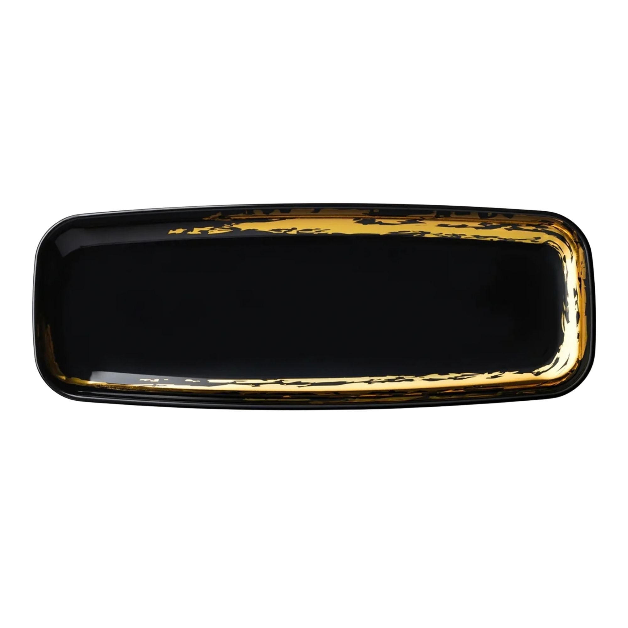 Whisk 6.5"x17.5" Black Oval Serving Disposable Plastic Tray 2 Pack