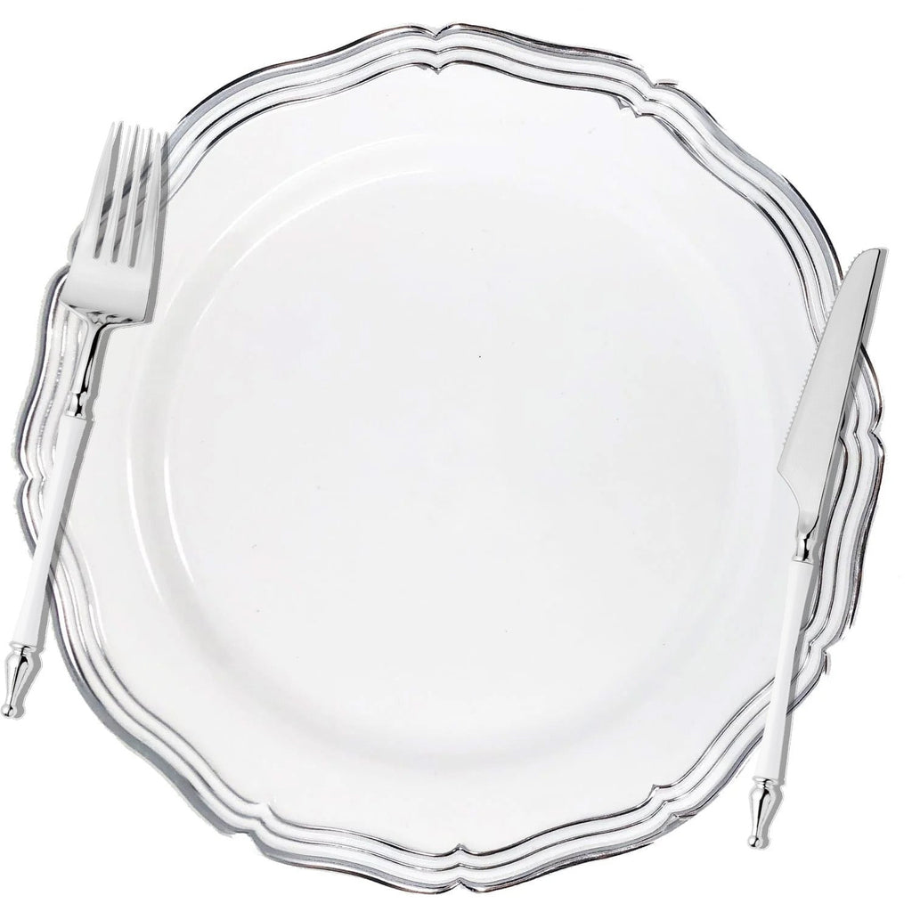 Sophisticated Cutlery White | Silver Disposable Plastic 40 Pack