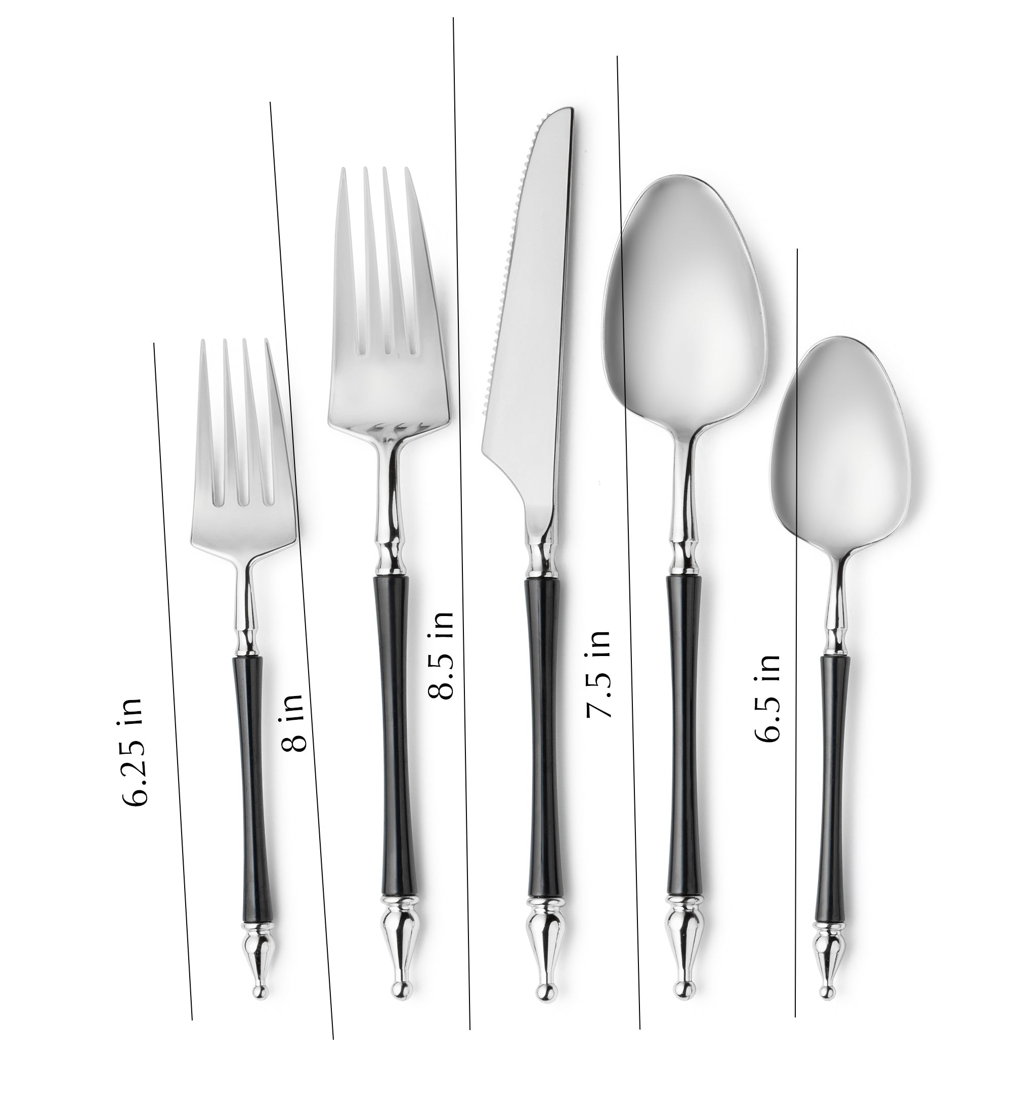 Sophisticated Cutlery Black/Silver Top Disposable Plastic 40 pack