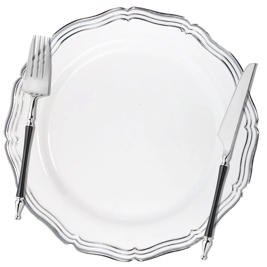 Sophisticated Cutlery Black/Silver Top Disposable Plastic 40 pack