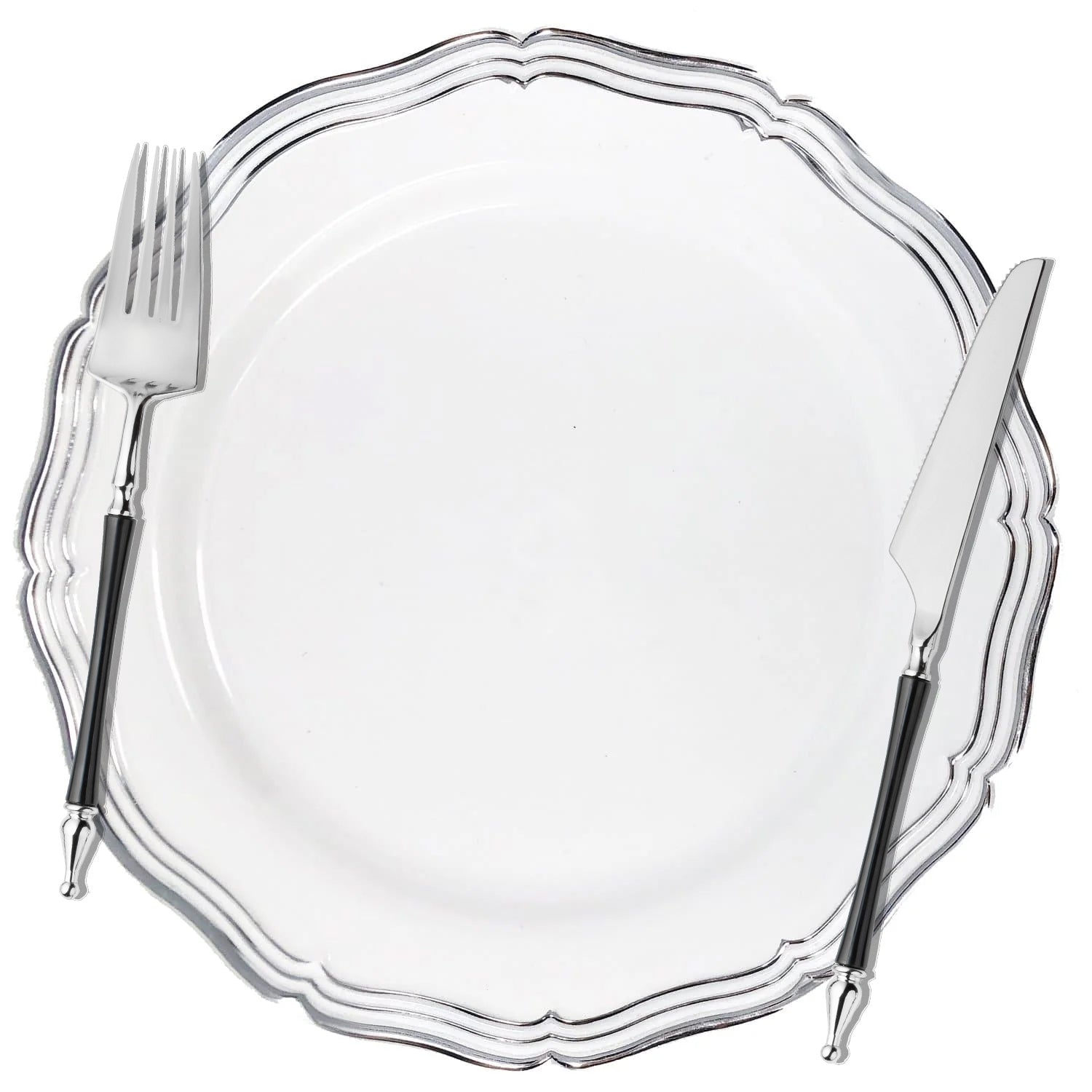 Sophisticated Cutlery Black/Silver Top Disposable Plastic 40 pack