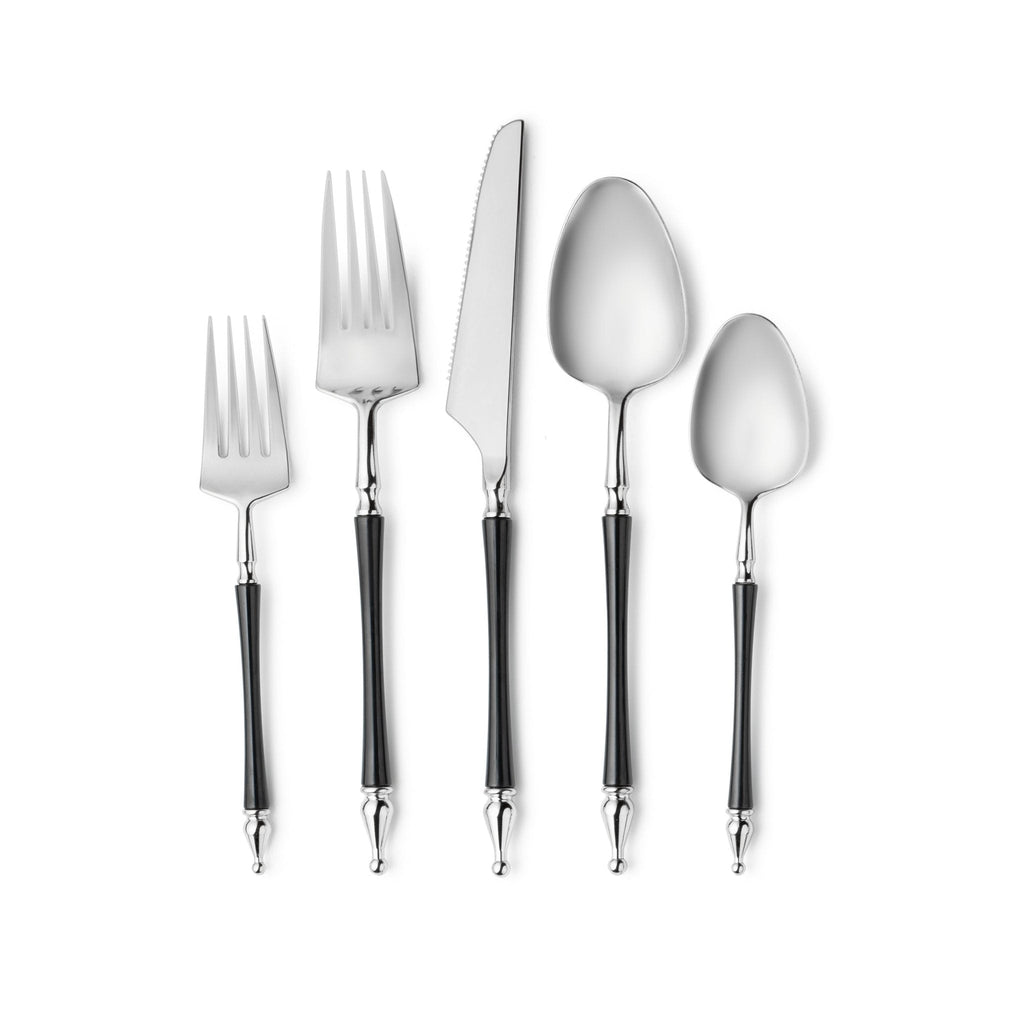 Sophisticated Cutlery Black/Silver Top Disposable Plastic 40 pack