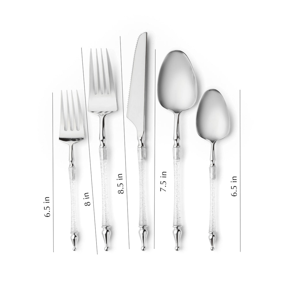 Sophisticated Cutlery Glitter Silver/Silver Disposable Plastic 40 Pack