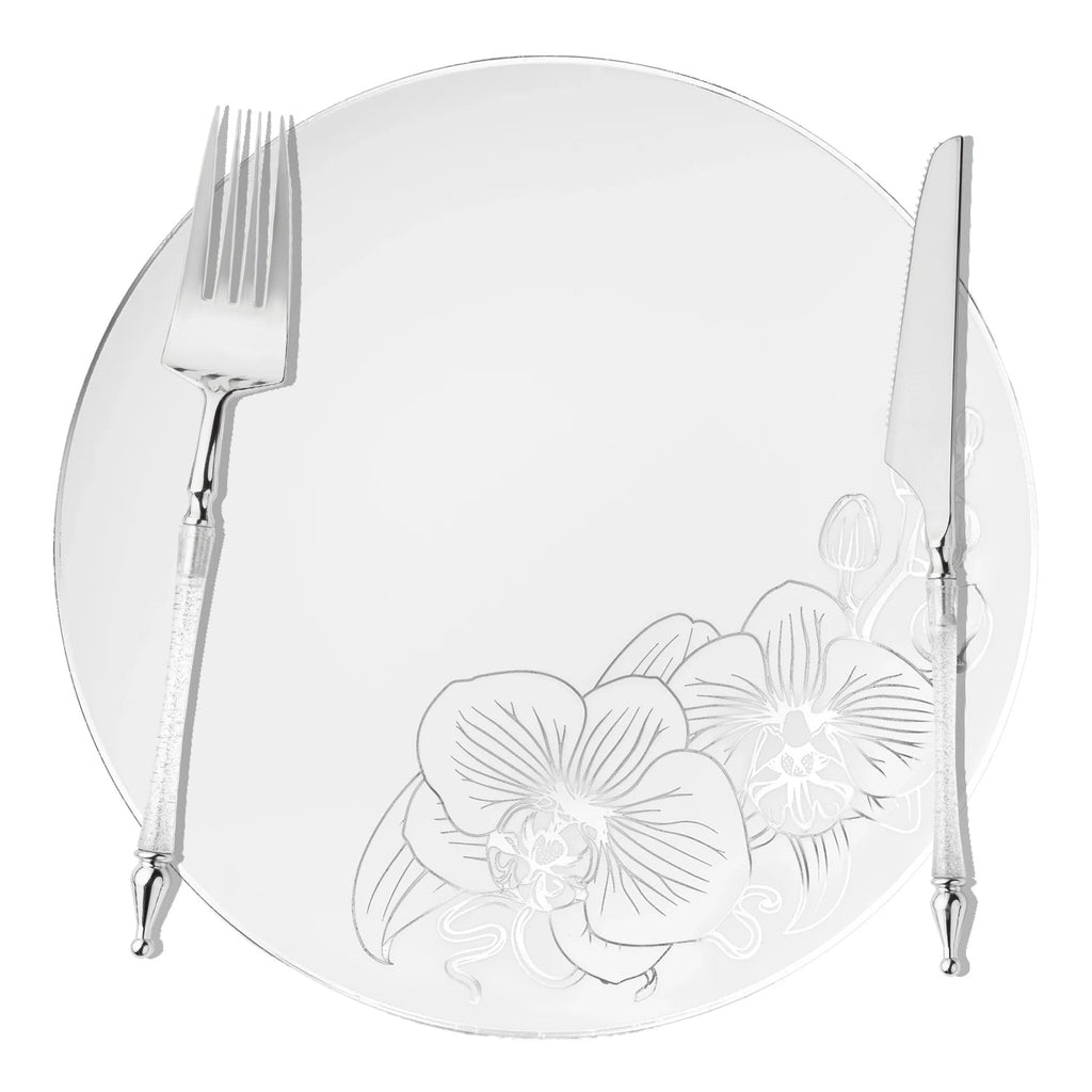 Sophisticated Cutlery Glitter Silver/Silver Disposable Plastic 40 Pack