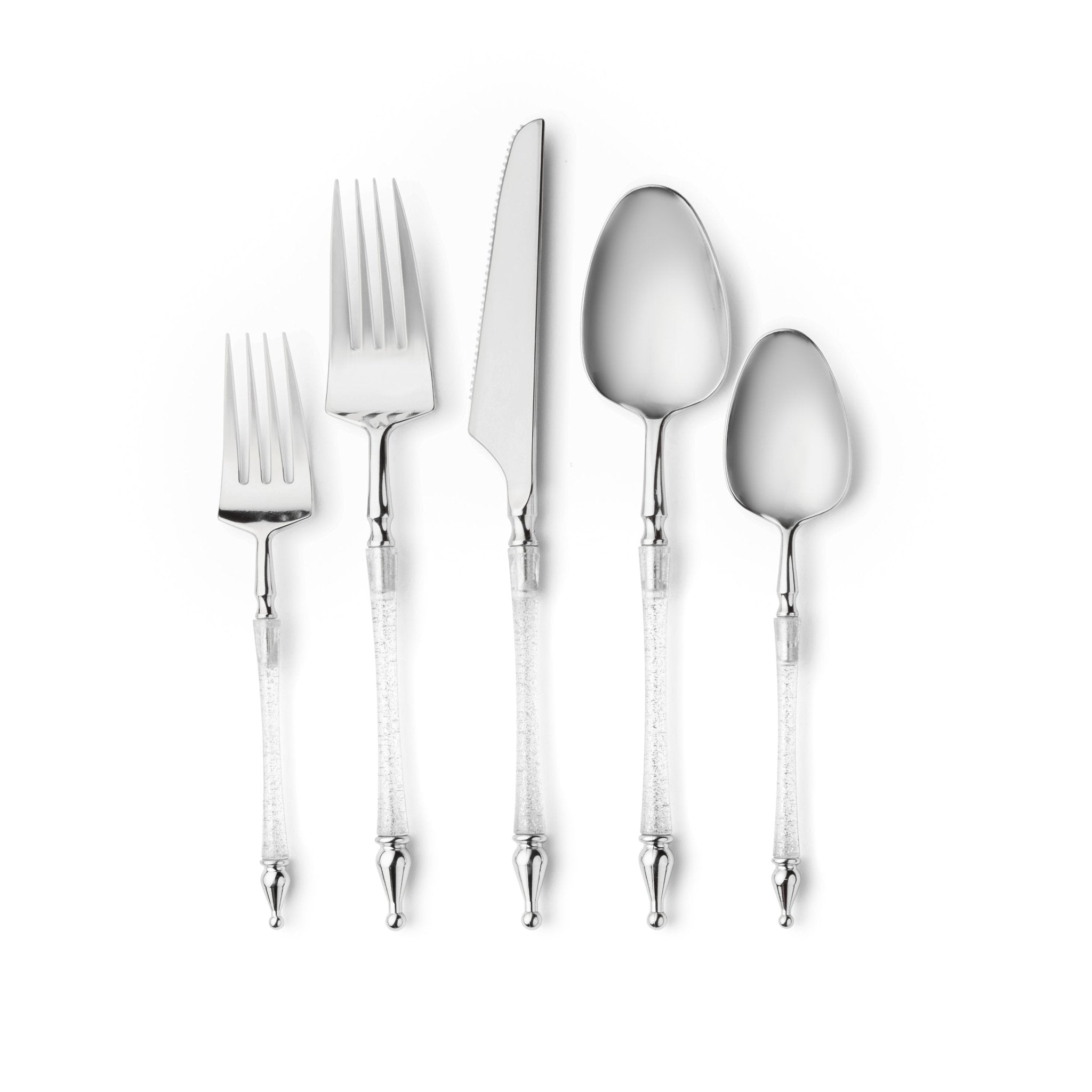 Sophisticated Cutlery Glitter Silver/Silver Disposable Plastic 40 Pack