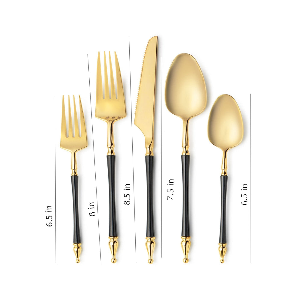 Sophisticated Cutlery Black/Gold Top Disposable Plastic 40 pack