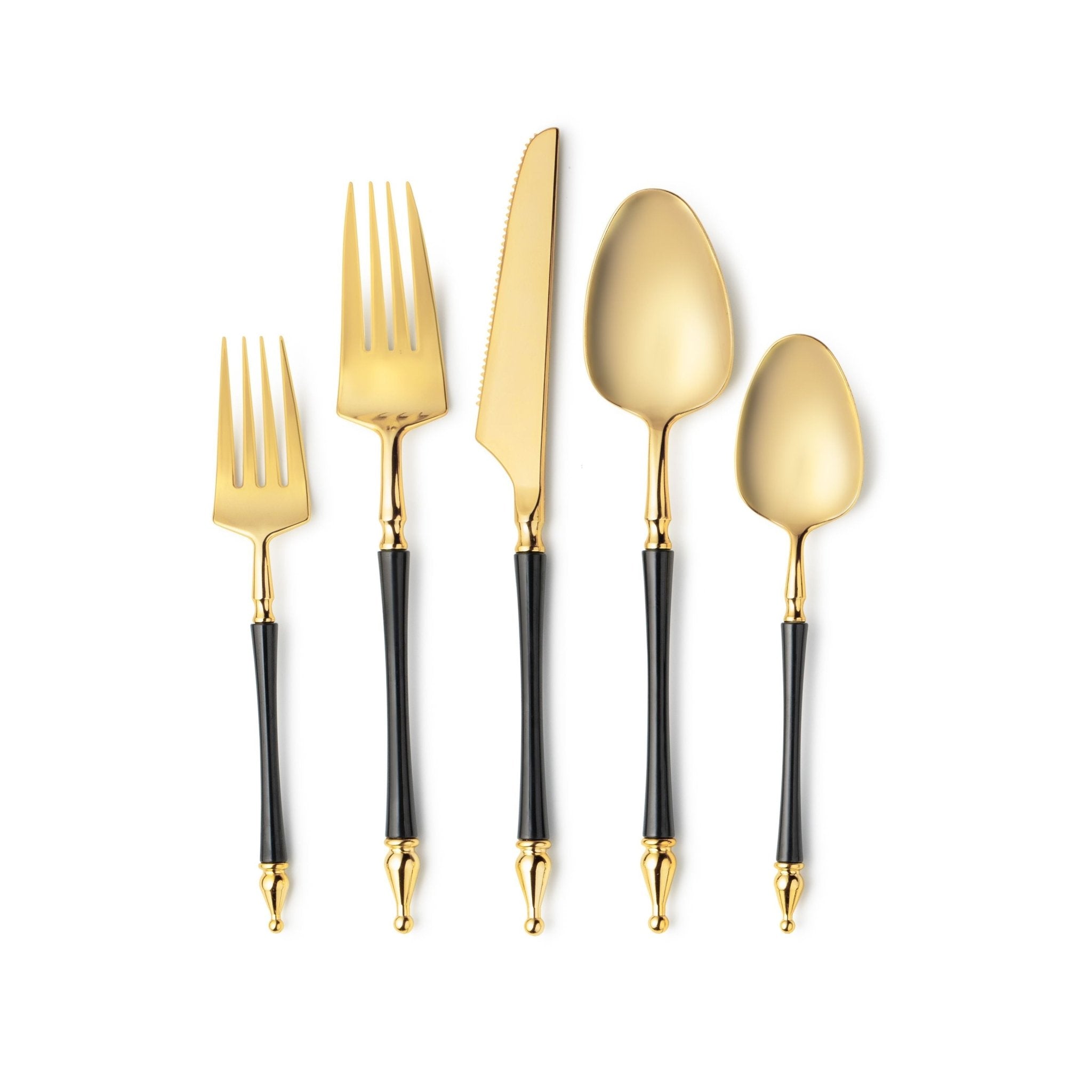 Sophisticated Cutlery Black/Gold Top Disposable Plastic 40 pack