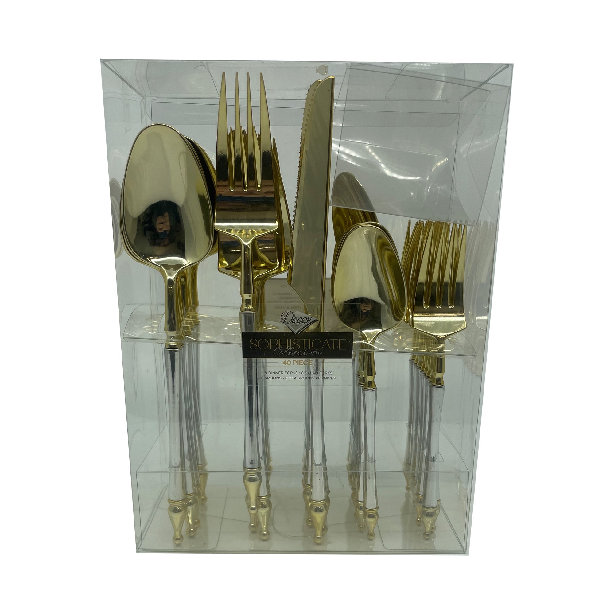 Sophisticated Cutlery Silver/Gold Disposable Plastic 40 Pack