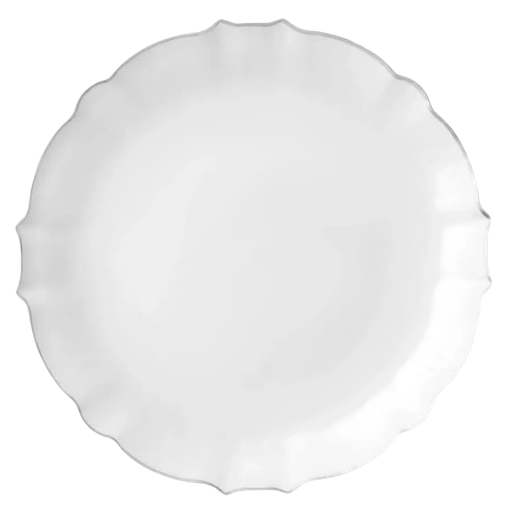 Luxe 10.25" White With Silver Rim Plastic Disposable Dinner Plates 10 Pack