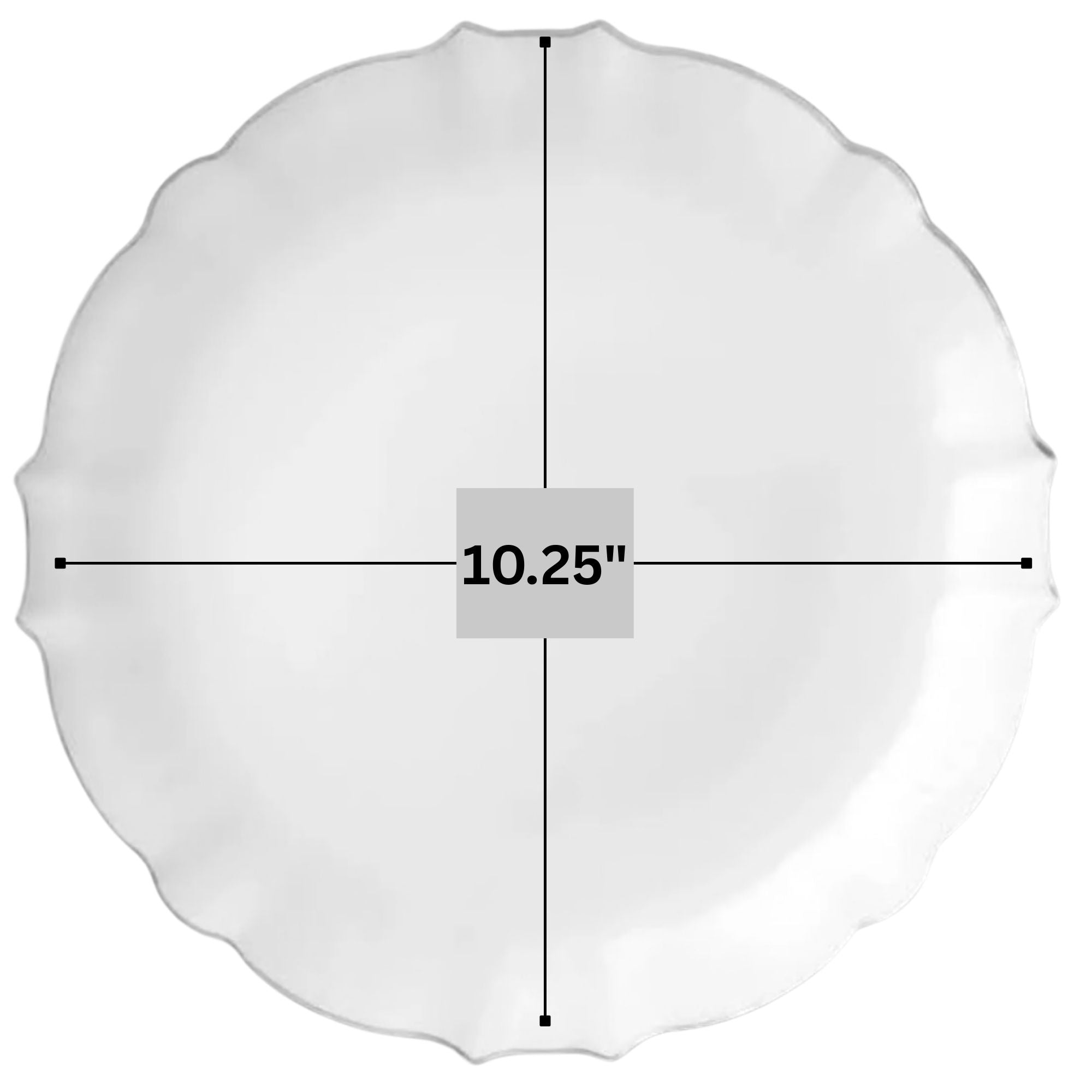 Luxe 10.25" White With Silver Rim Plastic Disposable Dinner Plates 10 Pack