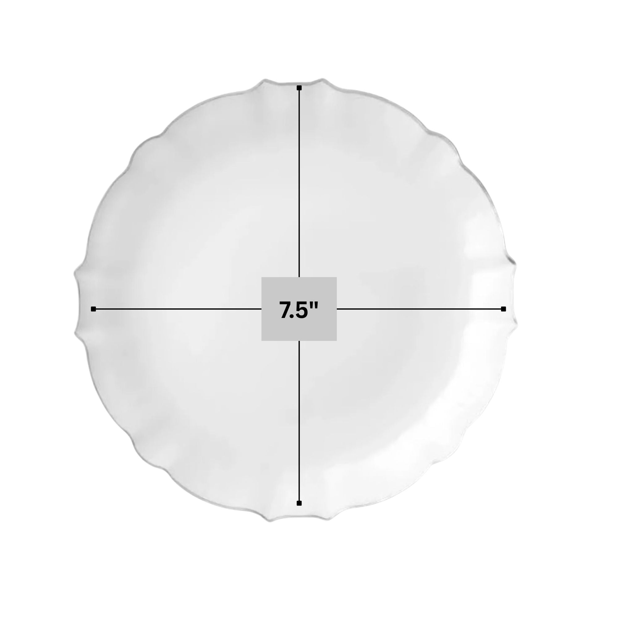 Luxe 7.5" White With Silver Rim Plastic Dessert Plates 10 Pack