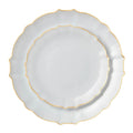 10.25"&7.5" White and Gold Round Disposable Plastic Plates COMBO Set-Luxe 32pc