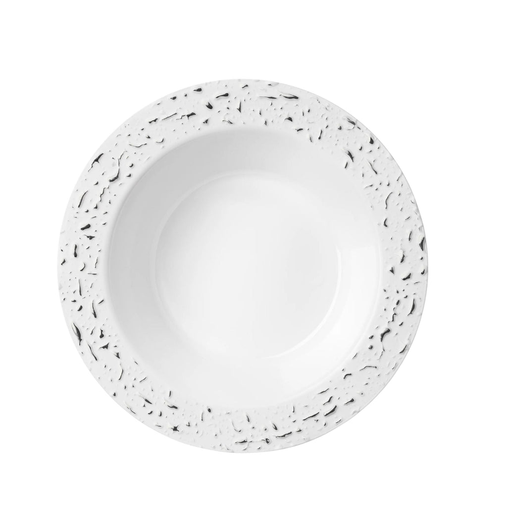 Pebbled 12oz White & Silver Plastic Disposable Bowls 10 Pack