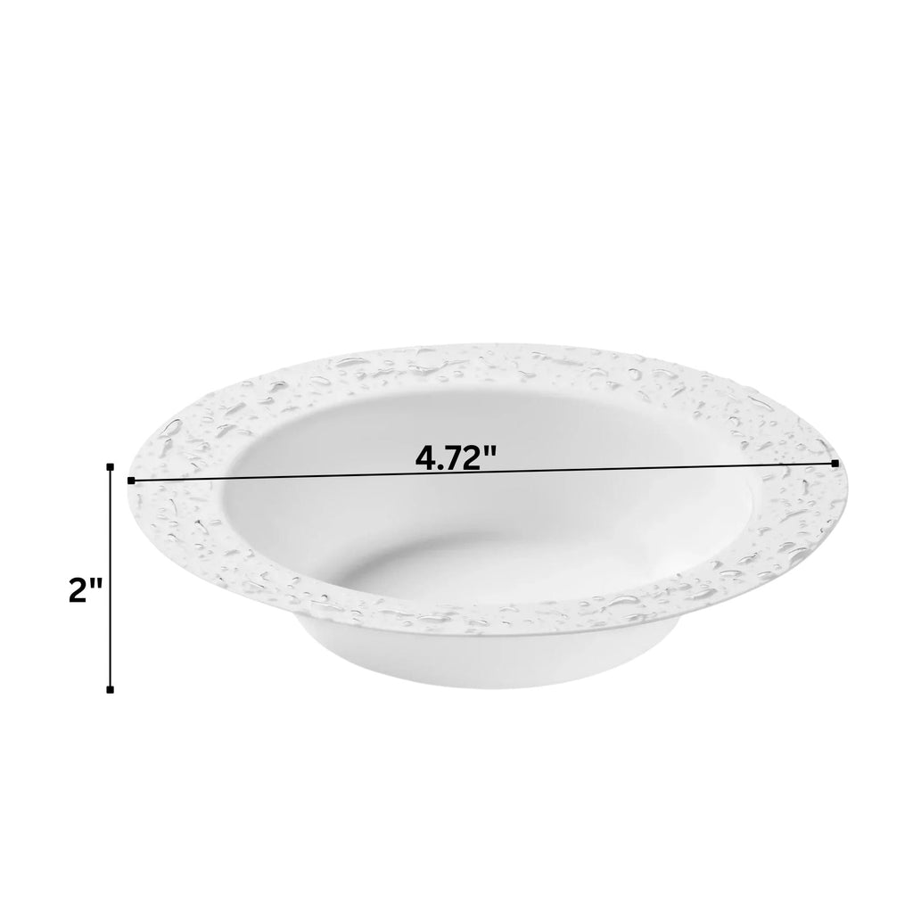 Pebbled 12oz White & Silver Plastic Disposable Bowls 10 Pack