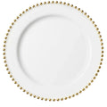 Beaded 10.25" White & Gold  EXTRA HEAVY Weight Plastic Dinner Plates