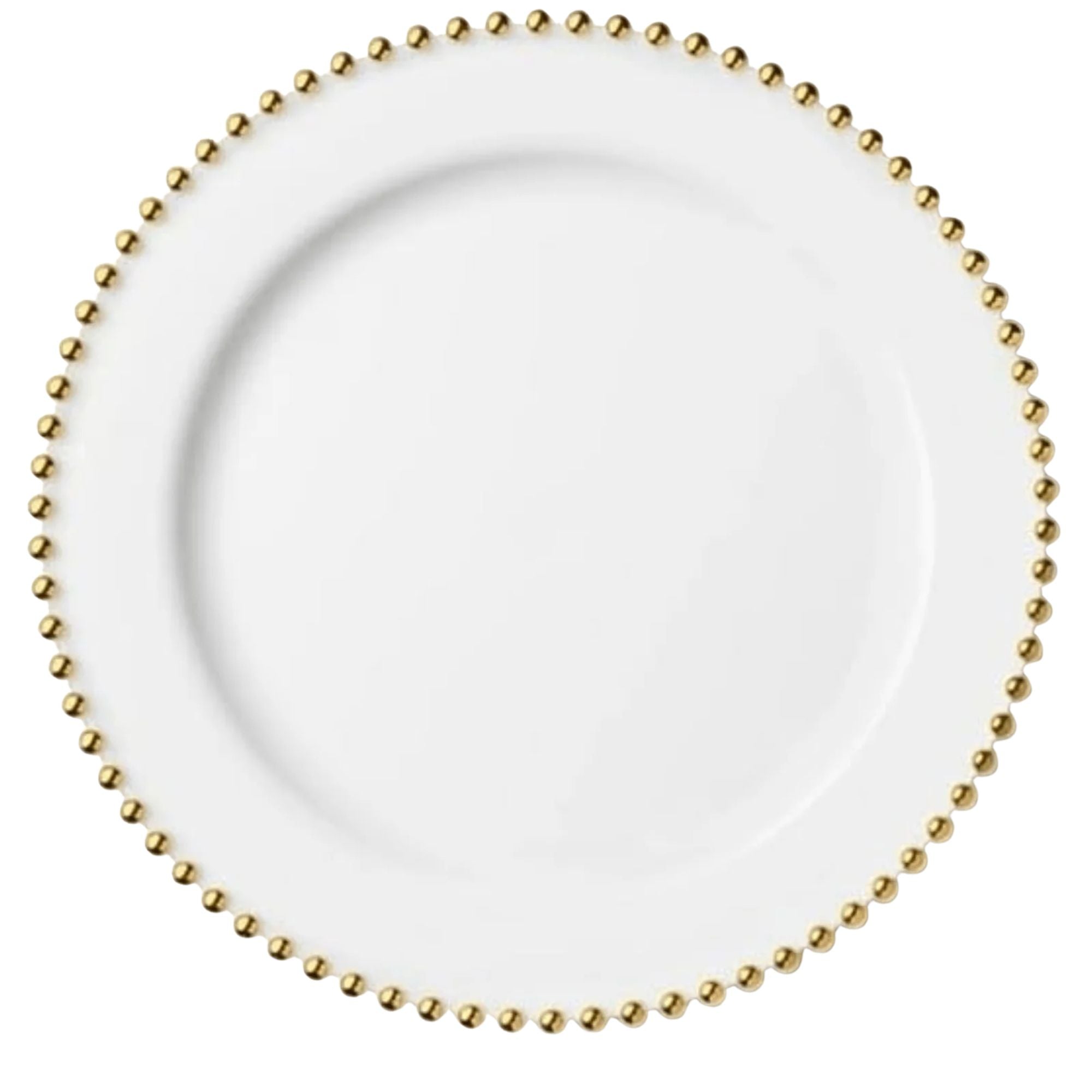 Beaded 10.25" White & Gold  EXTRA HEAVY Weight Plastic Dinner Plates