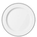 Beaded 10.25" White & Silver EXTRA Heavy weight Plastic Dinner Plates