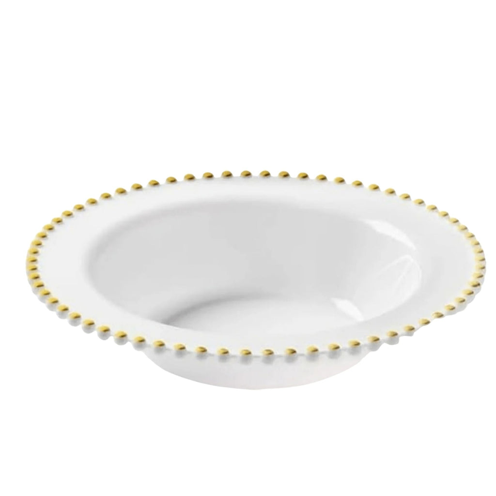 Beaded 14oz White & Gold EXTRA HEAVY weight Plastic Bowl