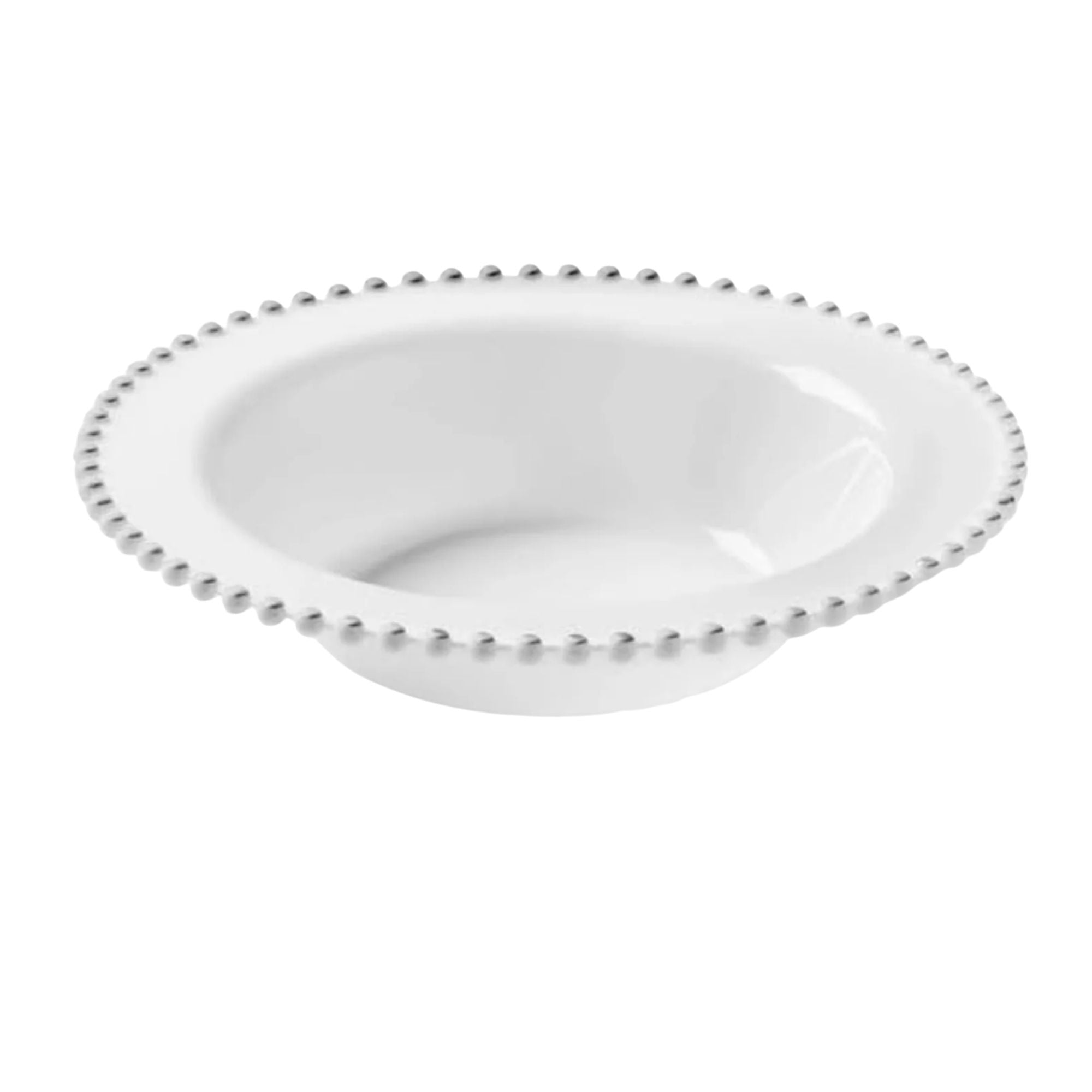 Beaded 14oz White & Silver EXTRA HEAVY Weight Plastic Bowl