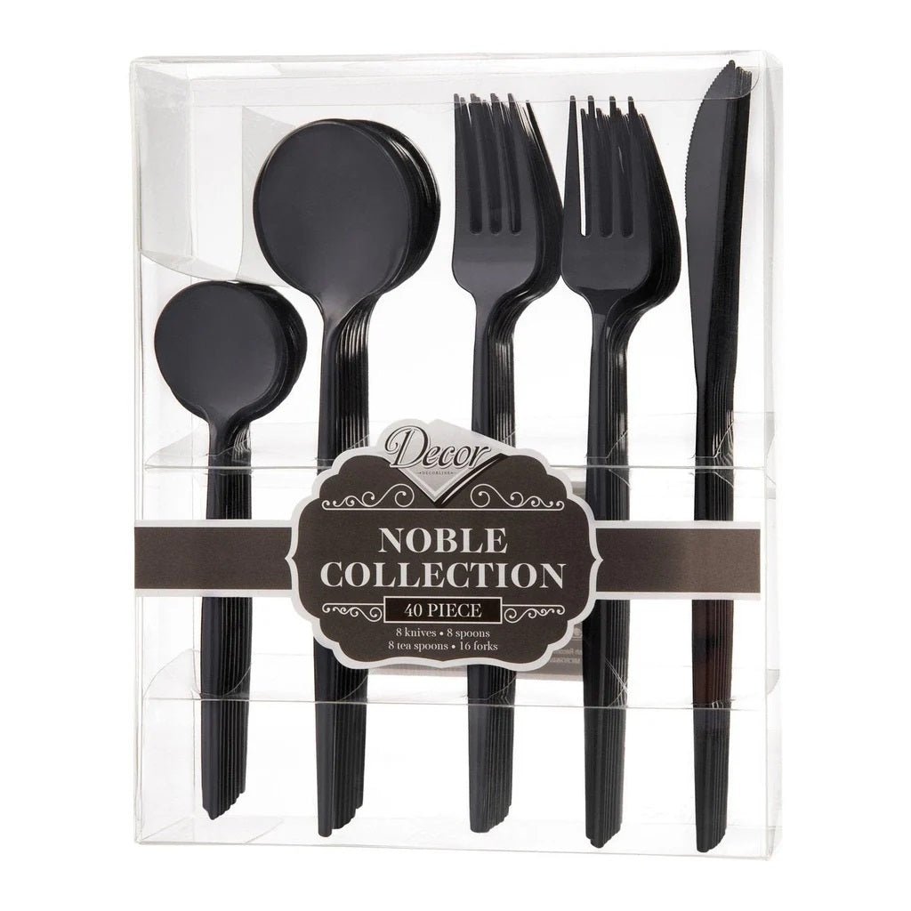 Noble Black  Cutlery Plastic Set 40 Pack