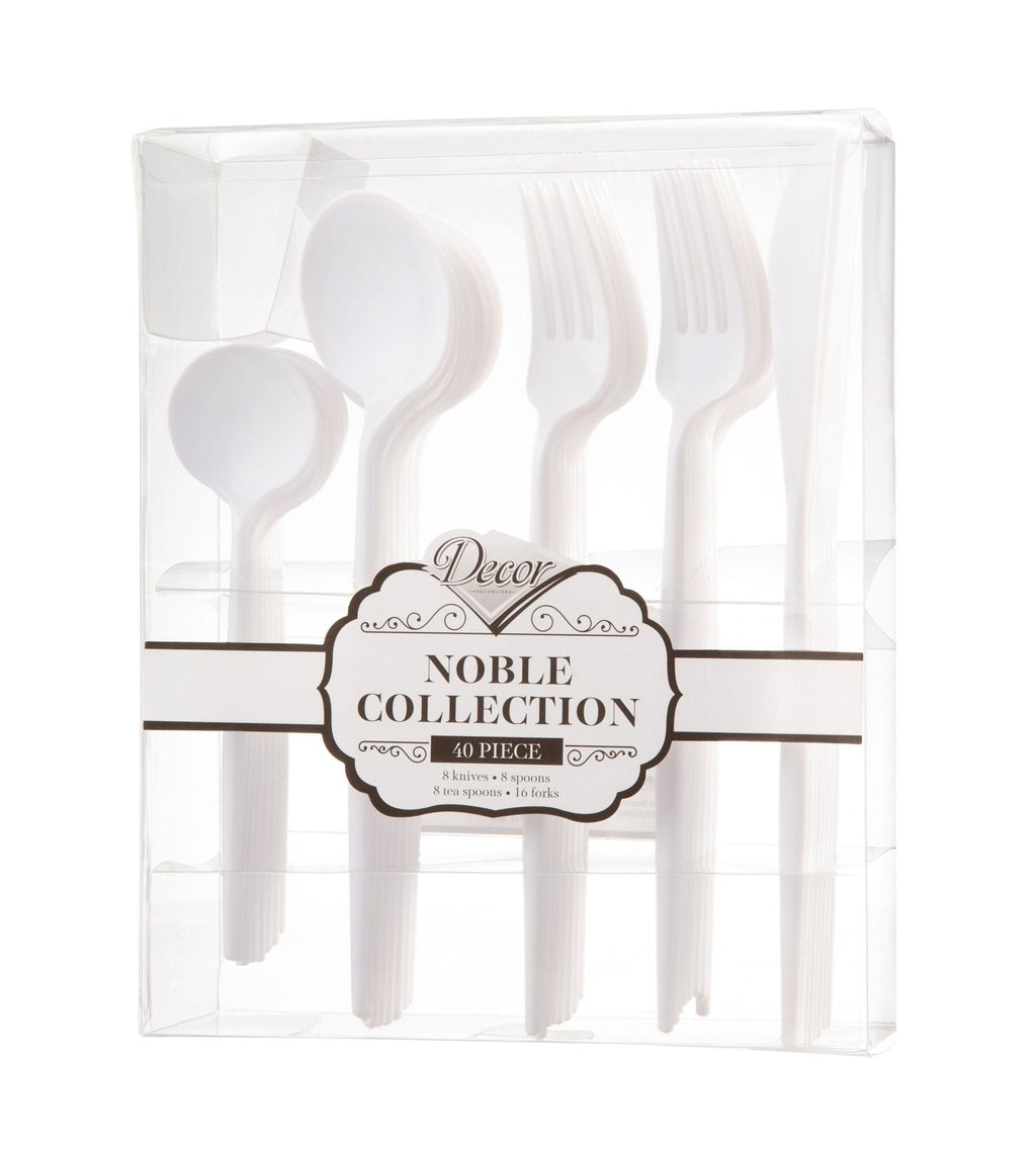 Noble White Plastic  Cutlery Set 40 Pack
