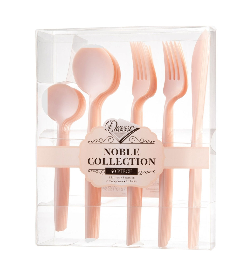 Noble Pearl Pink  Cutlery Set Plastic 40 Pack