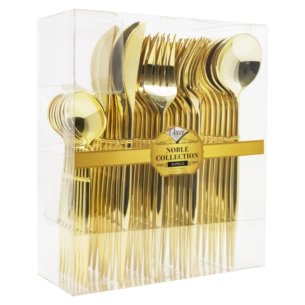 Noble Plastic Shiny Gold  Cutlery Set 40 pack