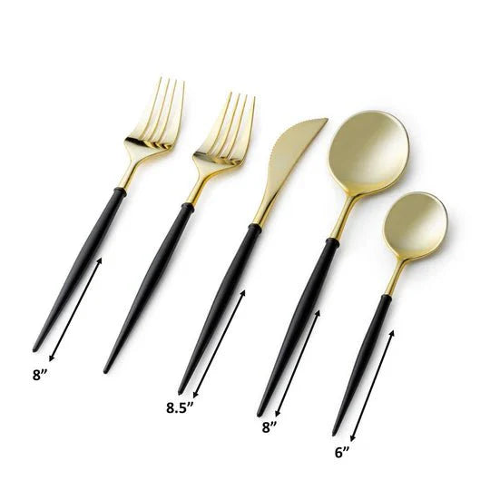 Noble Gold Top/Black Bottom Plastic  Cutlery Set 40 Pack