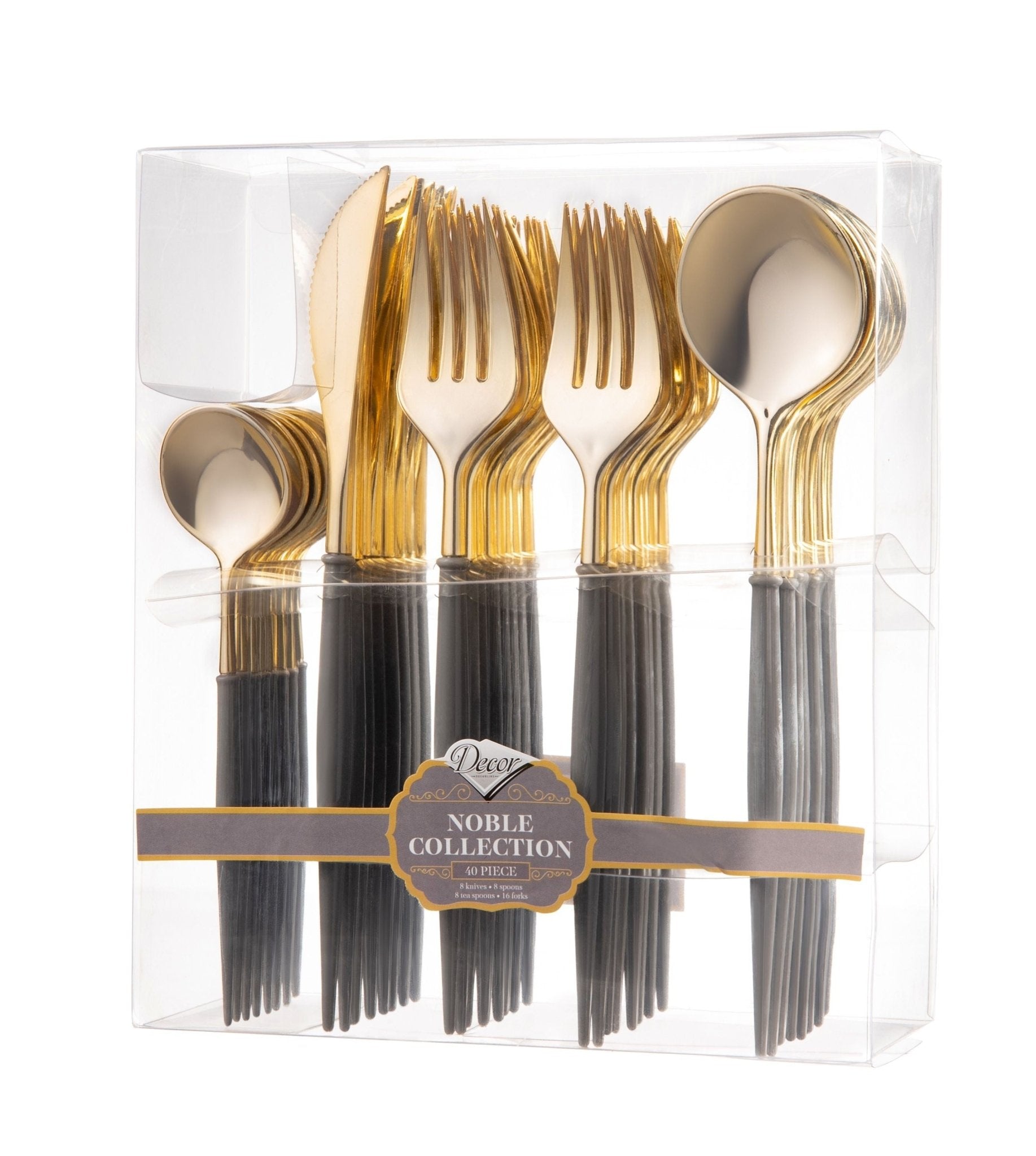 Noble Gold Top/Grey Bottom Plastic  Cutlery Set 40 Pack