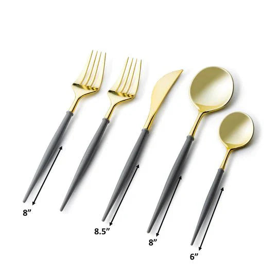 Noble Gold Top/Grey Bottom Plastic  Cutlery Set 40 Pack