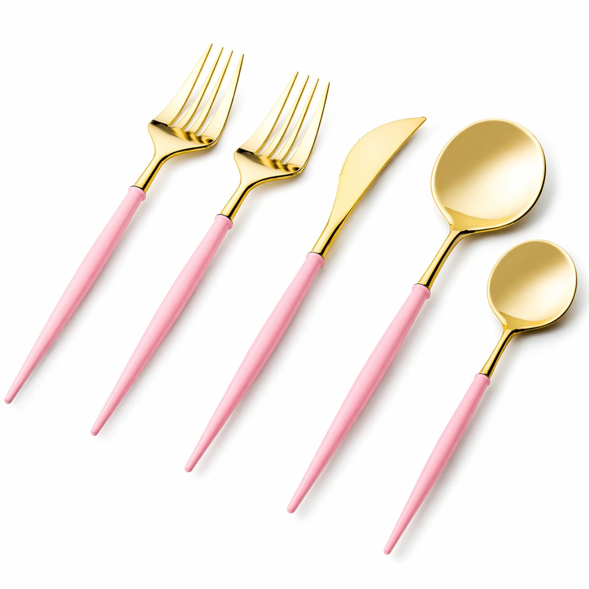 Noble Gold Top/Pink Bottom Plastic  Cutlery Set 40 Pack
