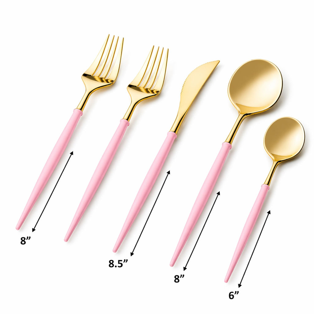 Noble Gold Top/Pink Bottom Plastic  Cutlery Set 40 Pack
