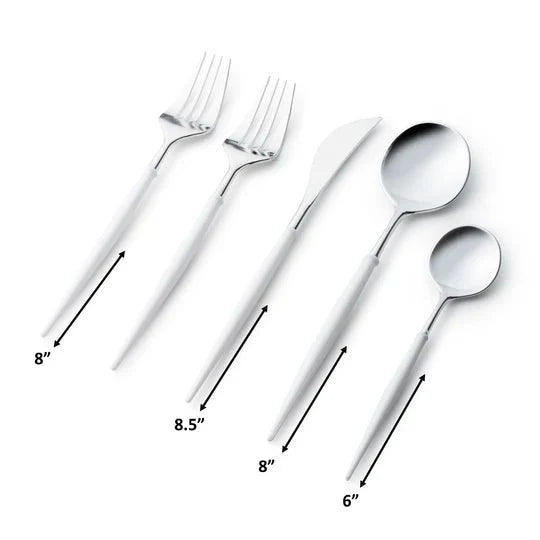 Noble  Plastic Silver Top/White Bottom Cutlery Set 40 Pack