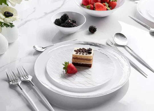 Noble  Plastic Silver Top/White Bottom Cutlery Set 40 Pack