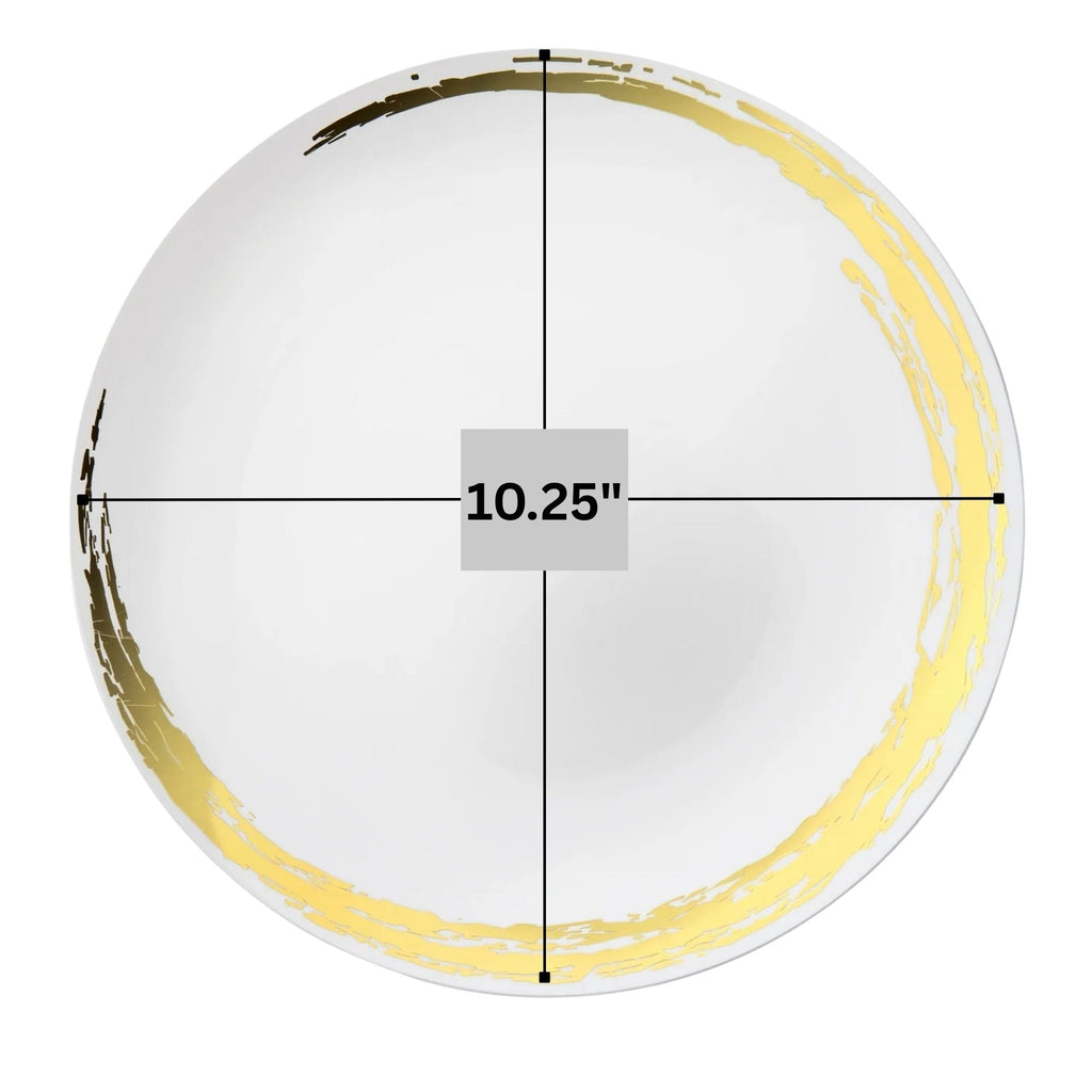 Whisk 10.25" White & Gold Disposable Plastic Dinner Plate 10 Pcs