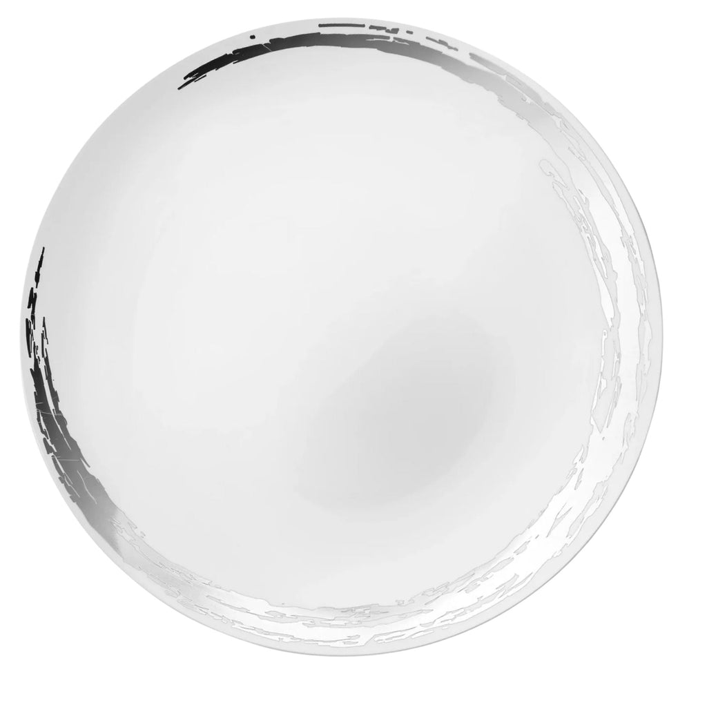 Whisk 10.25" White & Silver Disposable Plastic Dinner Plate 10 Pack