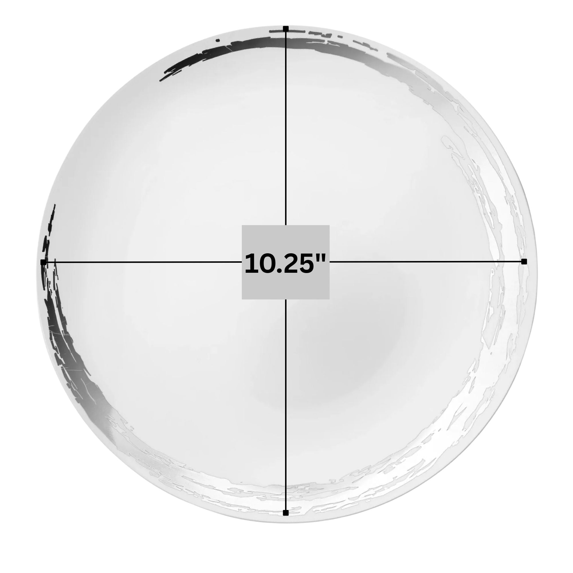 Whisk 10.25" White & Silver Disposable Plastic Dinner Plate 10 Pack